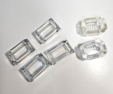 Vintage Clear Glass Open Salt Cellars Lot Of 6 Beveled Rectangular Footed Set picture