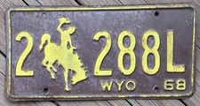 1968 Wyoming License Plate picture