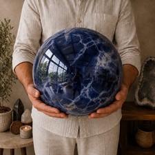Large Natural Sodalite Crystal Sphere Blue Stone Ball Meditation Altar Decor picture