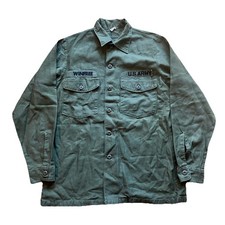 Vintage 70s 60s Army Vietnam Og-107 Cotton Sateen Utility Shirt Green Button EUC picture