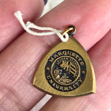 Vintage Marquette University WI Crest Gold Tone Pendant Charm 11/16