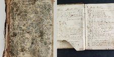 1838 antique JOURNAL LEDGER dedham ma ARMSTRONG JOHNSON butter lard cow coat picture
