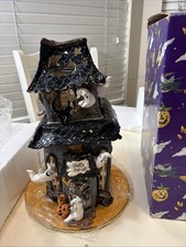 Blue Sky Ceramic 2002 Ghostly Mansion Large Haunted House Halloween Tea Lgt Rare picture