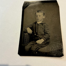 ANTIQUE TINTYPE A HANDSOME YOUNG BOY WELL DRESSED picture