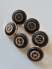 STAMPED Chanel lot of 6 Designer Black Gold Button Metal 23mm Heavy picture