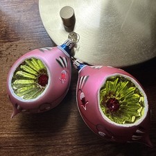 Radko Fantasia Tear Drop Ornament Deep Indent Christmas 4” W/ Charm (2) picture