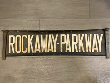 NYC BUS TROLLEY ROLL SIGN BROOKLYN ROCKAWAY PARKWAY FULTON URBAN COLLECTIBLE ART picture