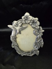 Hummingbird Floral Garden Theme Pewter Standing Photo Frame 3