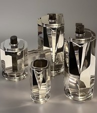3 DAY SALE ART DECO 1930 CUBIST TEA SET SILVER PLATE PUIFORCAT ERCUIS DESNY ERA picture