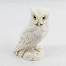 Vintage A. Giannelli White Alabaster Horned Owl Figurine 5in Italy picture