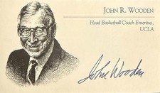 SIGNED JOHN WOODEN BUSINESS CARD - UCLA - PYRAMID OF SUCCESS AUTO picture