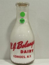 TRPQ Milk Bottle N J Belanger Dairy Cohoes NY ALBANY COUNTY 1954 picture