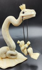 Snake and Frog Scene, Miniature Carving, Handmade Arctic Art Collectible, Rustic picture