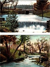 2~ca1910's Postcards YORK, ME Maine  CHASE'S POND/Waterfall & Bridge & OUTLET picture