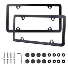 Black License Plate Frames Stainless Steel 2 Pack Universal US Car License Plate picture