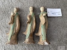 Set of 3 Antique Chinese Pottery Figures – Green Glazed Figures, 8” picture