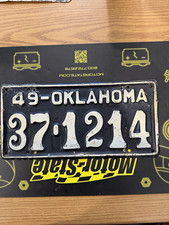1949 Oklahoma State License Plate 37-1214 Vintage 1949 OK Auto Tag picture