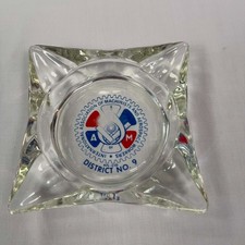 IAM District 9 Glass Ashtray Machinists Aerospace Workers Union VTG picture