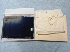 ROLEX Scarf Stole 100% Wool Beige Navy Gradient 37.4
