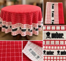Vintage 1990s Long Vintage Weber Terry Cloth Tablecloth Picnic Beach Tailgate picture