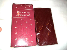 A-84 vtg AVON Pursemates Mirror and Comb Set NOS Burgundy picture