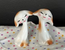 2 Vintage Happy Puppy Dogs Sculptures Figurines MCM 1950s Kitsch Knick Knacks picture