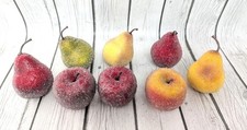 Vintage Styrofoam Beaded Sugared Fruit Lot of 8 (3 Apples & 5 Pears) picture
