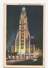 Colourpicture 1938 Postcard Bullock's Wilshire Los Angeles Art Deco Night Scene picture