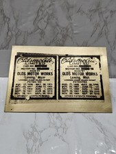 1900s Antique Oldsmobile Car Motor Brass Factory Data Plate Automobile Emblem  picture