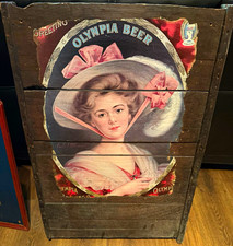 VTG Olympia Beer Wooden Sign Greeting Olympia Girl 1970s Bar Pub Decor PICKUP picture