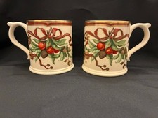 2 Vintage Tiffany & Co. Tiffany Garland Christmas Mugs ~ Made in England picture