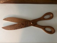 Vintage Large Wooden Decorative Sewing Scissors Wall Art picture
