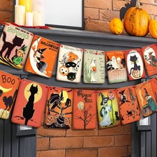 15 Pcs Vintage Halloween Decorations Pre-Strung Retro Halloween Party Decor picture