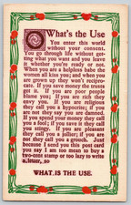 Art Nouveau Border What's the Use Antique Philosophy Series Postcard 1911 picture