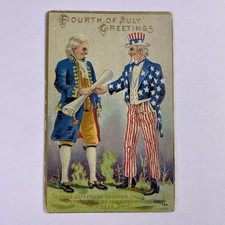 Vintage Fourth of July Postcard Uncle Sam Thomas Jefferson Patriotic Embossed picture