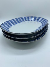 3-Porcelain Oval Blue/White Plate Server Bowl New Condition 10X7 Pier Imports picture