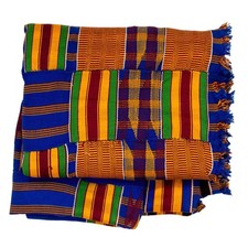 African Ashanti Kente Cloth #14891 Ghana Multicolor Cotton Handmade picture