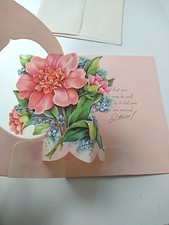 Vintage Floral Pop-Up Greeting Card Get Well Favorite Flowers - unused picture