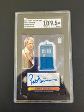 Peter Davison 2015 Topps Doctor Who Auto Patch Tardis Fifth Doctor SGC 9.5  picture
