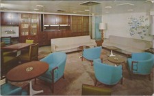 Lounge Library Bar American Mail Line SS Washington Japan Phillippine Mail F407 picture