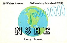 1978 N3BE Larry Thomas Gaithersburg MD Ham Radio Amateur QSL Card Postcard picture