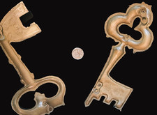 Pair of Large Vintage Ornate Decorative Keys Sexton USA 1970s Metal Wall Decor picture