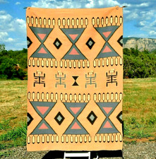 Lg. Fine Vtg Pictorial Navajo Rug Dalutso (Dragonfly) - Margelinda Begay 73 x 48 picture