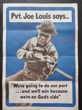 1943 WW2 USA AMERICA JOE LOUIS DO OUR PART GOD'S SIDE ARMY PROPAGANDA POSTER 812 picture