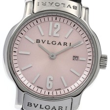 Bulgari BVLGARI Solo Tempo Pink Dial Quartz Ladies Watch 29mm SS Leather Good picture