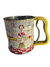 Vintage Androck 3 Screen Flour Sifter 1950s Kitchen Scene Tin picture