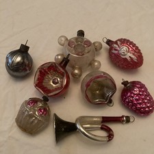 Antique Lot of 8 Berries, Basket, Bumpy Blown Glass Christmas Tree Ornaments picture