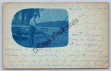 K59/ Lake Mohapac New York RPPC Postcard c1910 Blue Tint Push Mower 95 picture