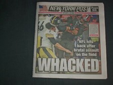 2019 NOVEMBER 16 NY POST NEWSPAPER - NFL HITS BACK AFTER BRUTAL ASSAULT ON FIELD picture