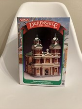VTG 1995 Dickensville Noma Porcelain Lighted House Two Tiered Church W/ BOX picture